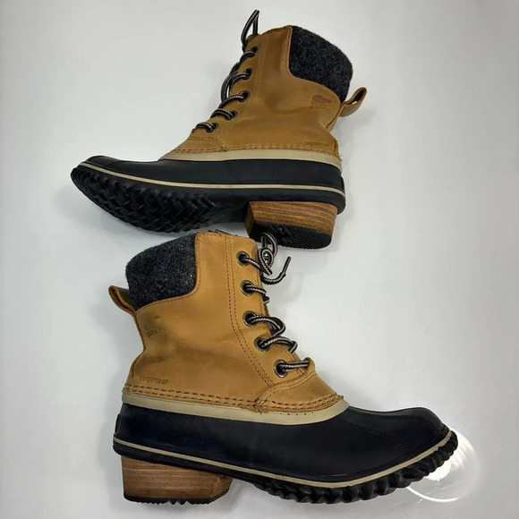 Sorel Slimpack II‎ Tan Leather Rubber Lace Up Waterproof Winter Boots Size 7 - Picture 6 of 13